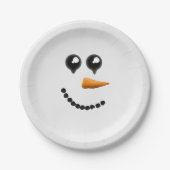 かわいい冬の雪だるまの顔 ペーパープレート (正面)