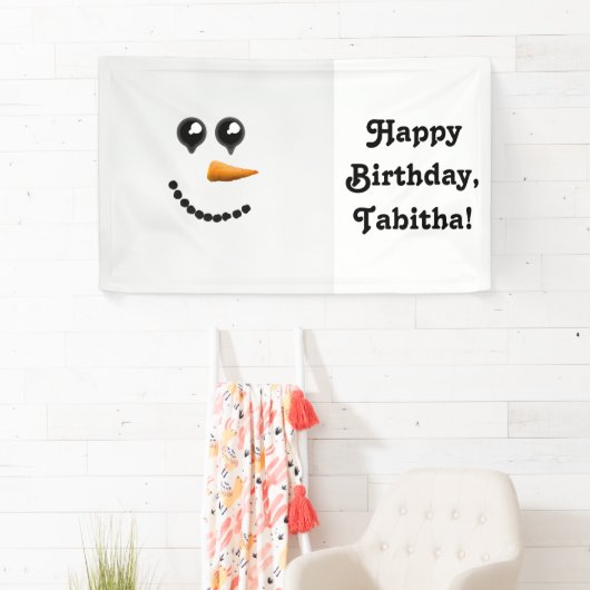 かわいい冬の雪だるまの顔 横断幕 (インサイチュ)