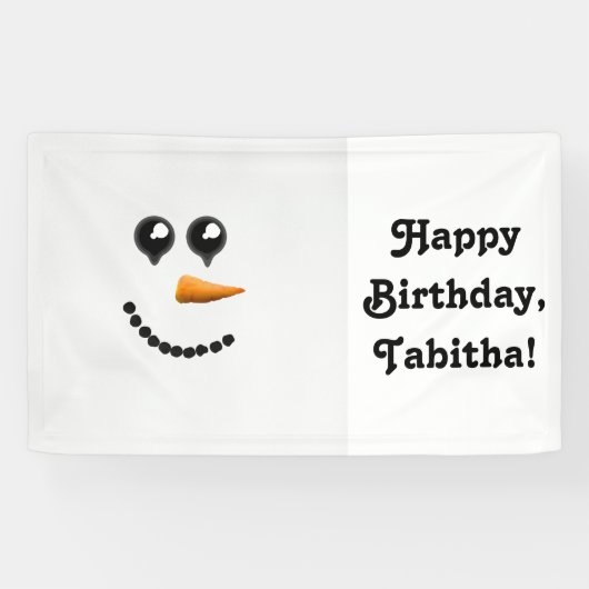 かわいい冬の雪だるまの顔 横断幕 (横)