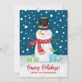かわいい冬の雪だるまクリスマスハッピーホリデーズカード シーズンカード (正面)