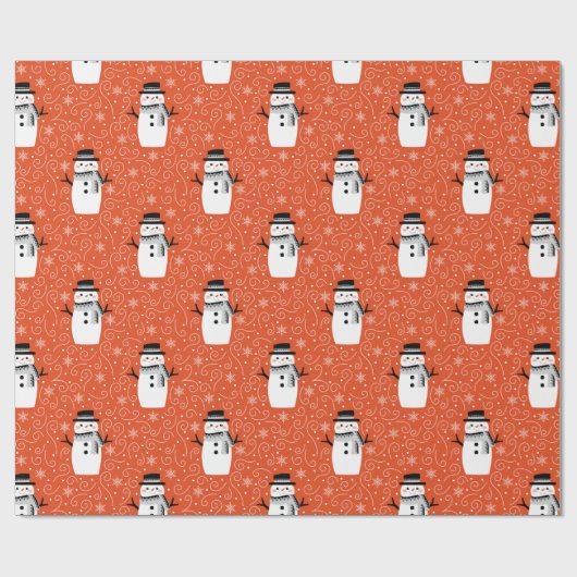 かわいい冬の雪だるまクリスマスラッピング紙 ラッピングペーパー (フラット)
