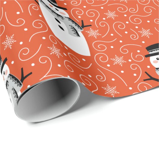 かわいい冬の雪だるまクリスマスラッピング紙 ラッピングペーパー (ロールコーナー)