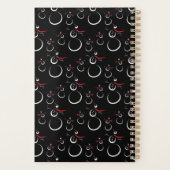 かわいい冬の雪だるまパターンブラック プランナー手帳 (裏面)