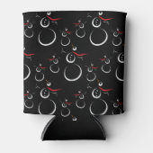 かわいい冬の雪だるまパターンブラック 缶クーラー (正面)