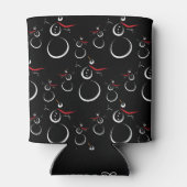 かわいい冬の雪だるまパターンブラック 缶クーラー (裏面)