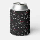 かわいい冬の雪だるまパターンブラック 缶クーラー (缶裏面)