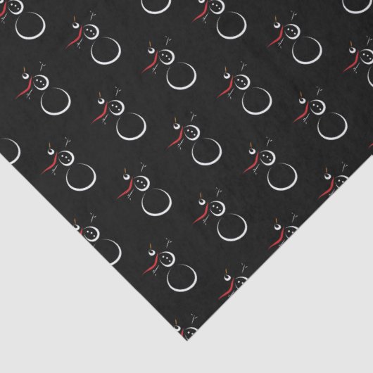 かわいい冬の雪だるまパターンブラック 薄葉紙 (詳細)