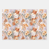 かわいい冬の雪だるまフローラシーンクリームウォーター色 ラッピングペーパーシート (正面)