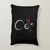 かわいい冬の雪だるまブラック アクセントクッション (裏面(縦))