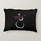 かわいい冬の雪だるまブラック アクセントクッション (裏面)