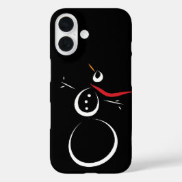かわいい冬の雪だるまブラック iPhone 16ケース