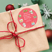 かわいい冬の雪だるまメリークリスマスステッカー ラウンドシール