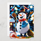 かわいい冬の雪だるまメリークリスマスノンフォト シーズンカード (正面/裏面)