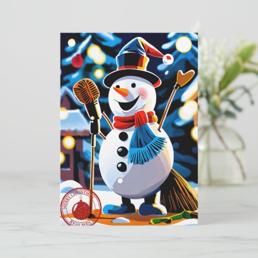 かわいい冬の雪だるまメリークリスマスノンフォト シーズンカード (スタンド正面)