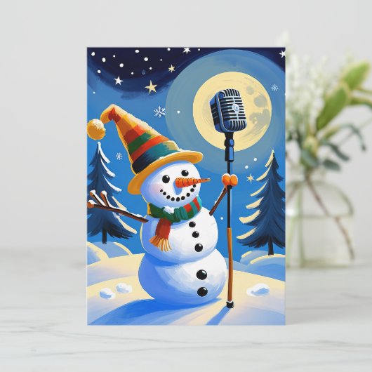 かわいい冬の雪だるまメリークリスマスノンフォト シーズンカード (スタンド正面)