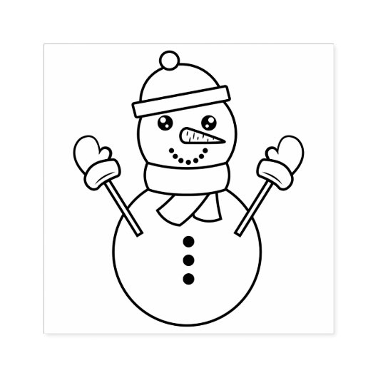 かわいい冬の雪だるま漫画イラストレーションフェスティバル ラバースタンプ (インプリント)