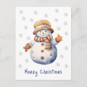 かわいい冬の雪だるま メリークリスマス シーズンポストカード (正面)