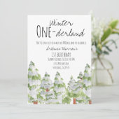 かわいい冬の雪の木の子供の誕生日招待状 招待状 (スタンド正面)