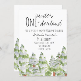 かわいい冬の雪の木の子供の誕生日招待状 招待状