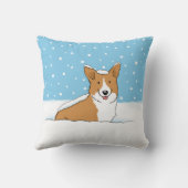 かわいい冬の雪コギ漫画の犬のおもしろいペットの恋人 クッション (裏面)