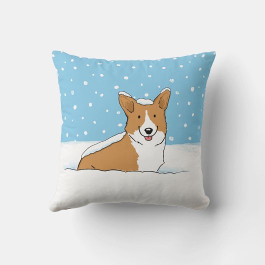 かわいい冬の雪コギ漫画の犬のおもしろいペットの恋人 クッション (裏面)