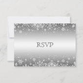 かわいい冬の雪片ウェディングRSVPカード 出欠カード (裏面)