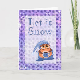 かわいい冬の雪片ブルーベビーフクロウキャップ シーズンカード