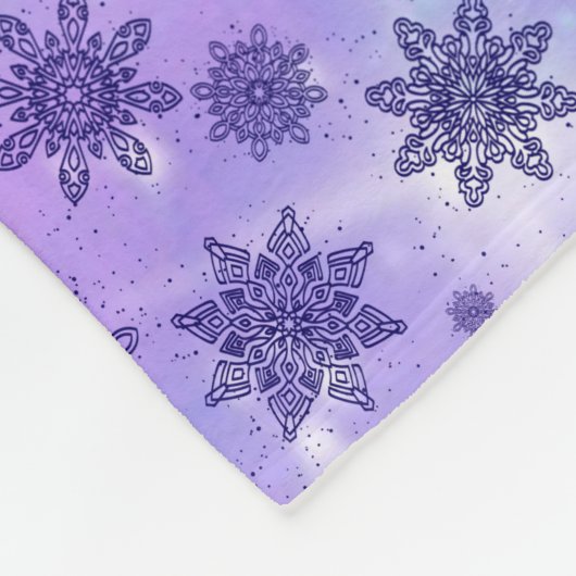 かわいい冬の雪片ブルーベビーフクロウキャップ フリースブランケット (角)