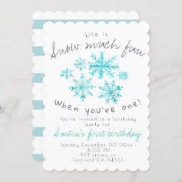 かわいい冬の雪片1歳の誕生日招待状 招待状