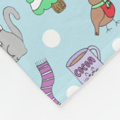 かわいい冬の雪猫パターン フリースブランケット (角)