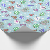 かわいい冬の雪猫パターン ラッピングペーパー (角)