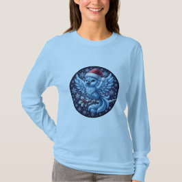 かわいい冬の青い鳥のクリスマスサンタ帽子のオーナメント Tシャツ