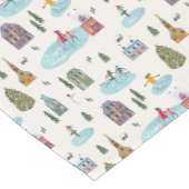 かわいい冬の風景住宅スケートで滑る人 ショートテーブルランナー (コーナー)