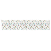 かわいい冬の風景住宅スケートで滑る人 ショートテーブルランナー (横)