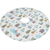 かわいい冬の風景住宅スケートで滑る人 ブラッシュドポリエステルツリースカート (アングル)