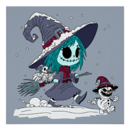 かわいい冬の魔女 ポスター