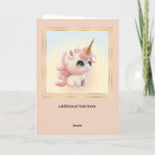 かわいい冬の魔法のユニコーン写真誕生日 カード (裏面)