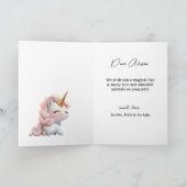 かわいい冬の魔法のユニコーン写真誕生日 カード (内部)