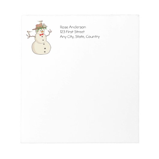 かわいい冬の鳥と雪だるまクリスマス《鳥》アメリカゴガラ ノートパッド (正面)