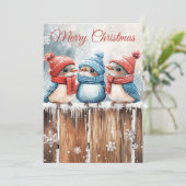 かわいい冬の鳥のクリスマスカード シーズンカード (スタンド正面)