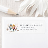 かわいい冬の鳥の差出人住所ラベル ラベル (インサイチュ)