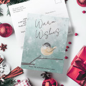 かわいい冬の鳥の水彩暖かい願い シーズンポストカード