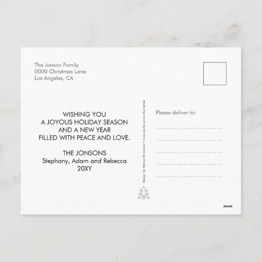 かわいい冬の鳥の水彩暖かい願い シーズンポストカード (裏面)