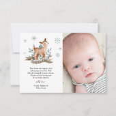 かわいい冬の鹿の赤ちゃんシャワー サンキューカード (正面)