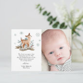 かわいい冬の鹿の赤ちゃんシャワー サンキューカード (スタンド正面)
