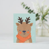 かわいい冬の鹿はがき ポストカード (スタンド正面)