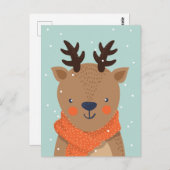 かわいい冬の鹿はがき ポストカード (正面/裏面)