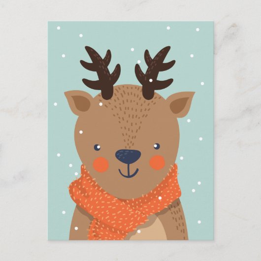 かわいい冬の鹿はがき ポストカード (正面)