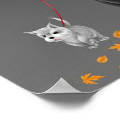 かわいい冬デュオレディ&ドッグ歩くin秋 ポスター (角)