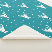 かわいい冬トナカイ模様ブルーシェルパブランケット シェルパブランケット (3/4)